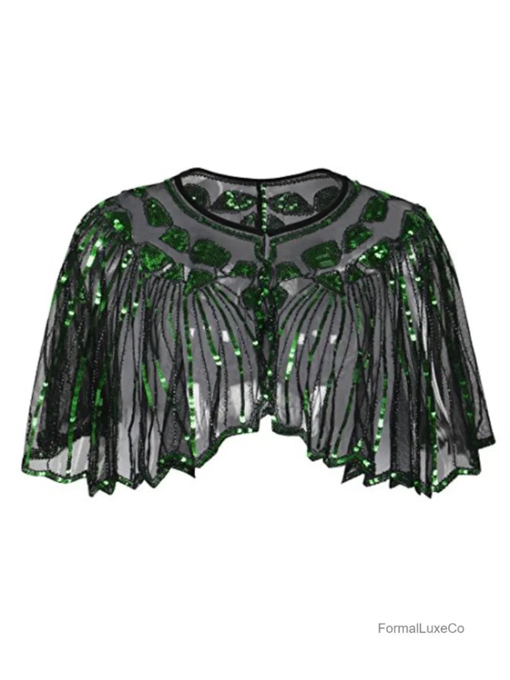 1920s Sequin Beaded Cape Cover Up Evening Party Bolero Shawl